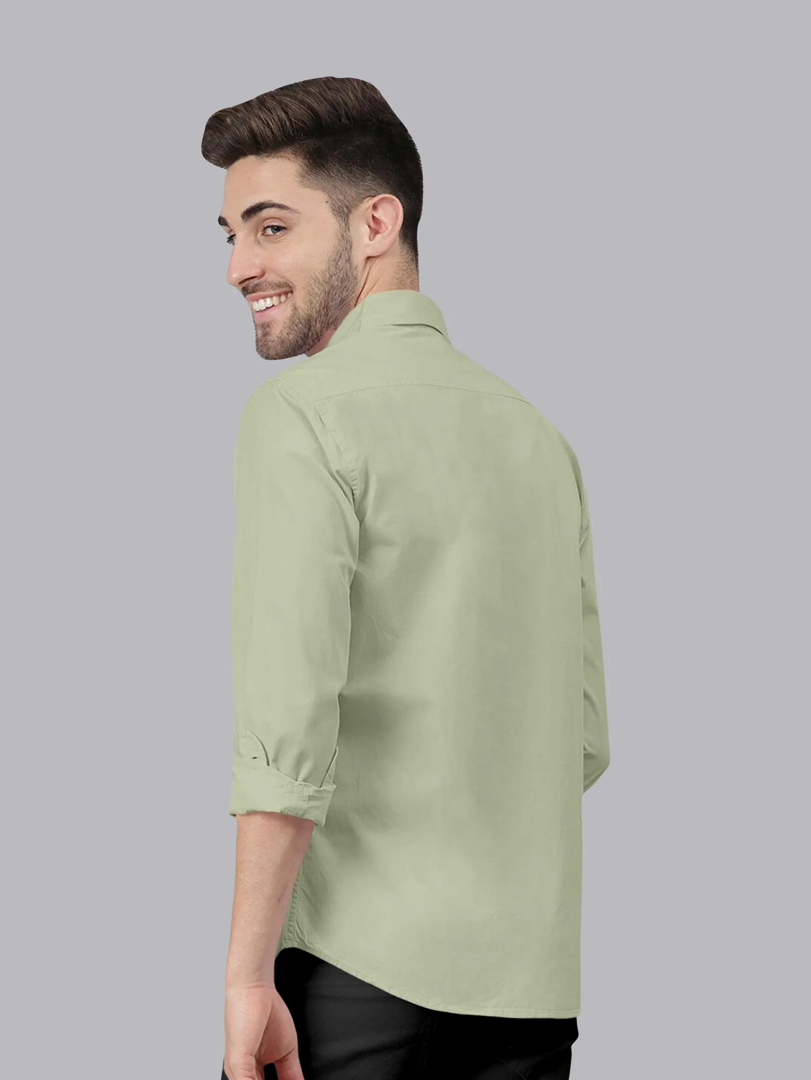 Green Color Satin Soft Cotton Solid Shirt