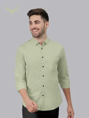 Green Color Satin Soft Cotton Solid Shirt