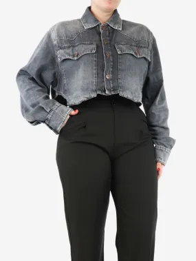 Grey super cropped denim jacket - size L