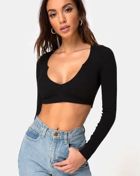 Guan Crop Top in Rib Black