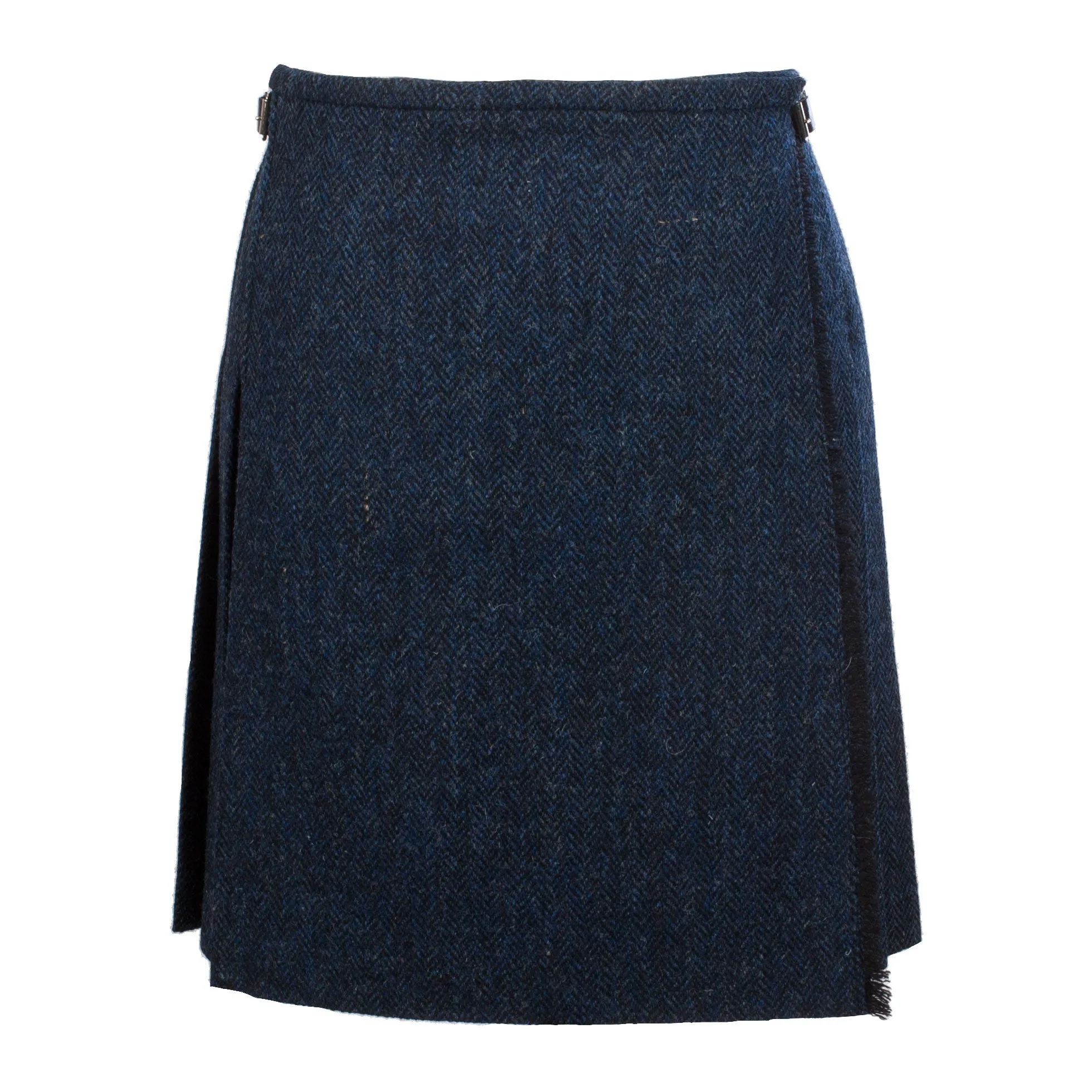 Harris Tweed Ladies Bronwyn Wool Skirt Blue Herringbone