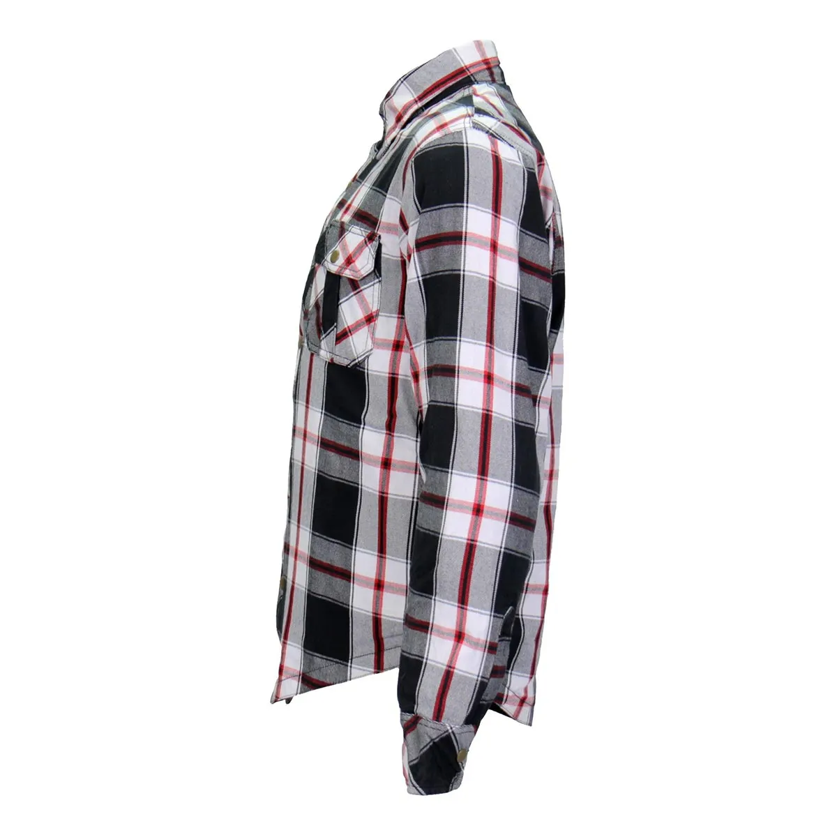 Hot Leathers JKM3001 Men's Red and White Armored Flannel Jacket