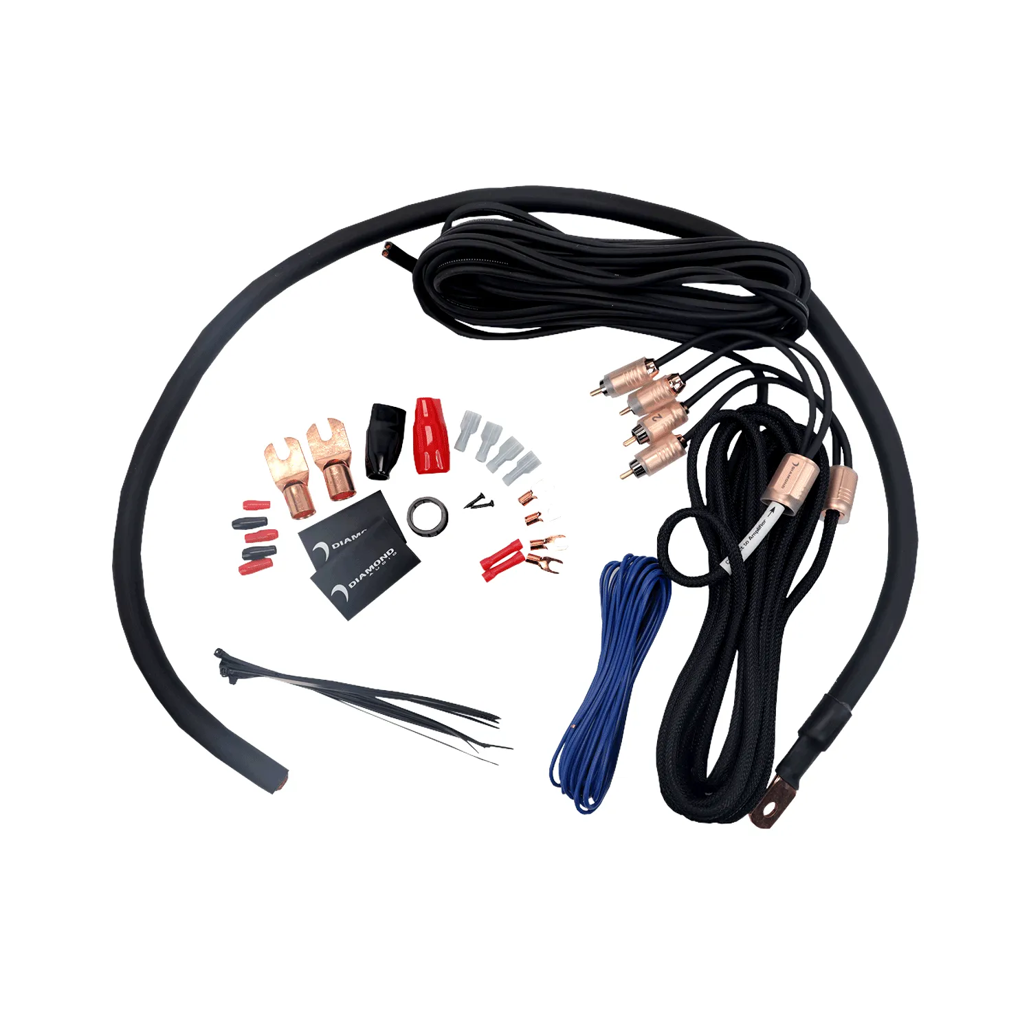 HX02 - 2-Channel 0 Gauge Amplifier Installation Kit W/ RCA Interconnect and 20 ft Speaker Cable