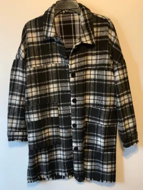 Jacket Fleece By Clothes Mentor In Black & White, Size: M