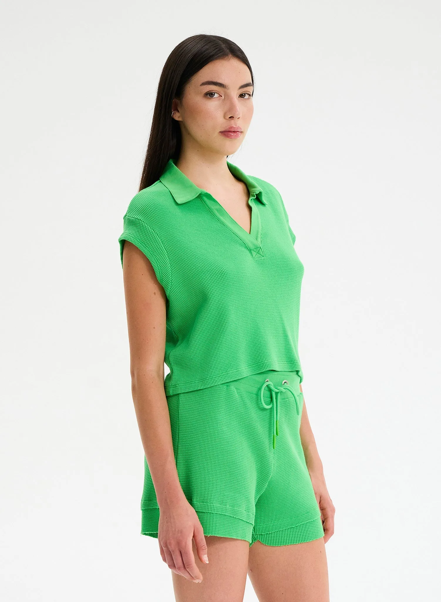 JAS - Cutout Sleeve Waffle Polo