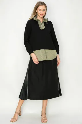 Jelani Skirt w/Pleated Zipper Sides in Black by Joh