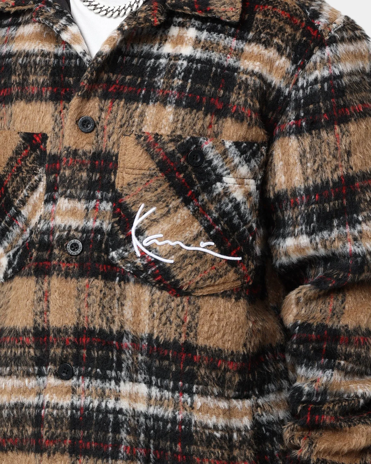 Karl Kani Chest Signature Wool Blend Jacket Sand