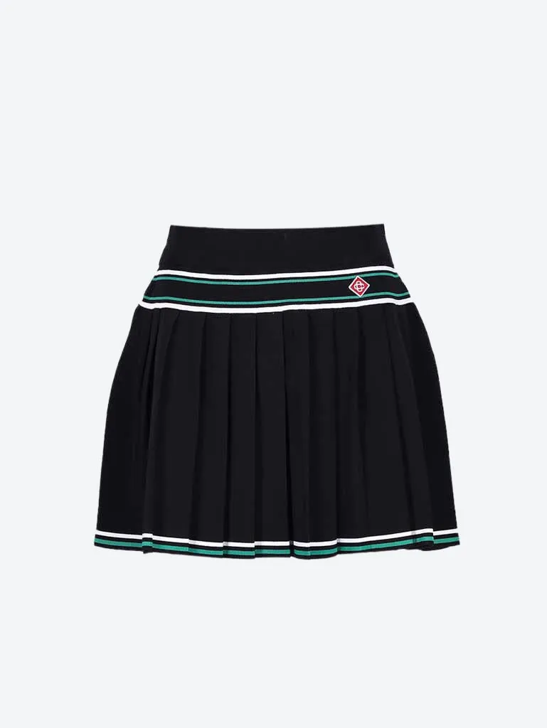 Knit pleated stripe skirt