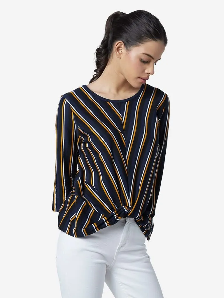 LOV Navy Striped Denver Top