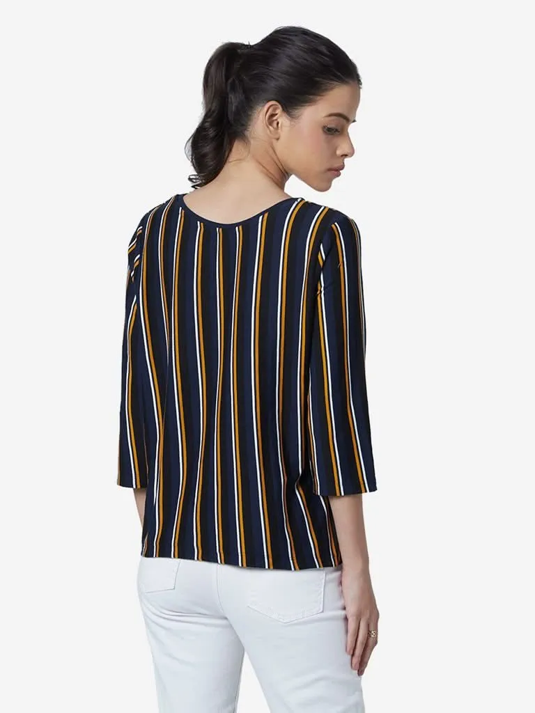 LOV Navy Striped Denver Top