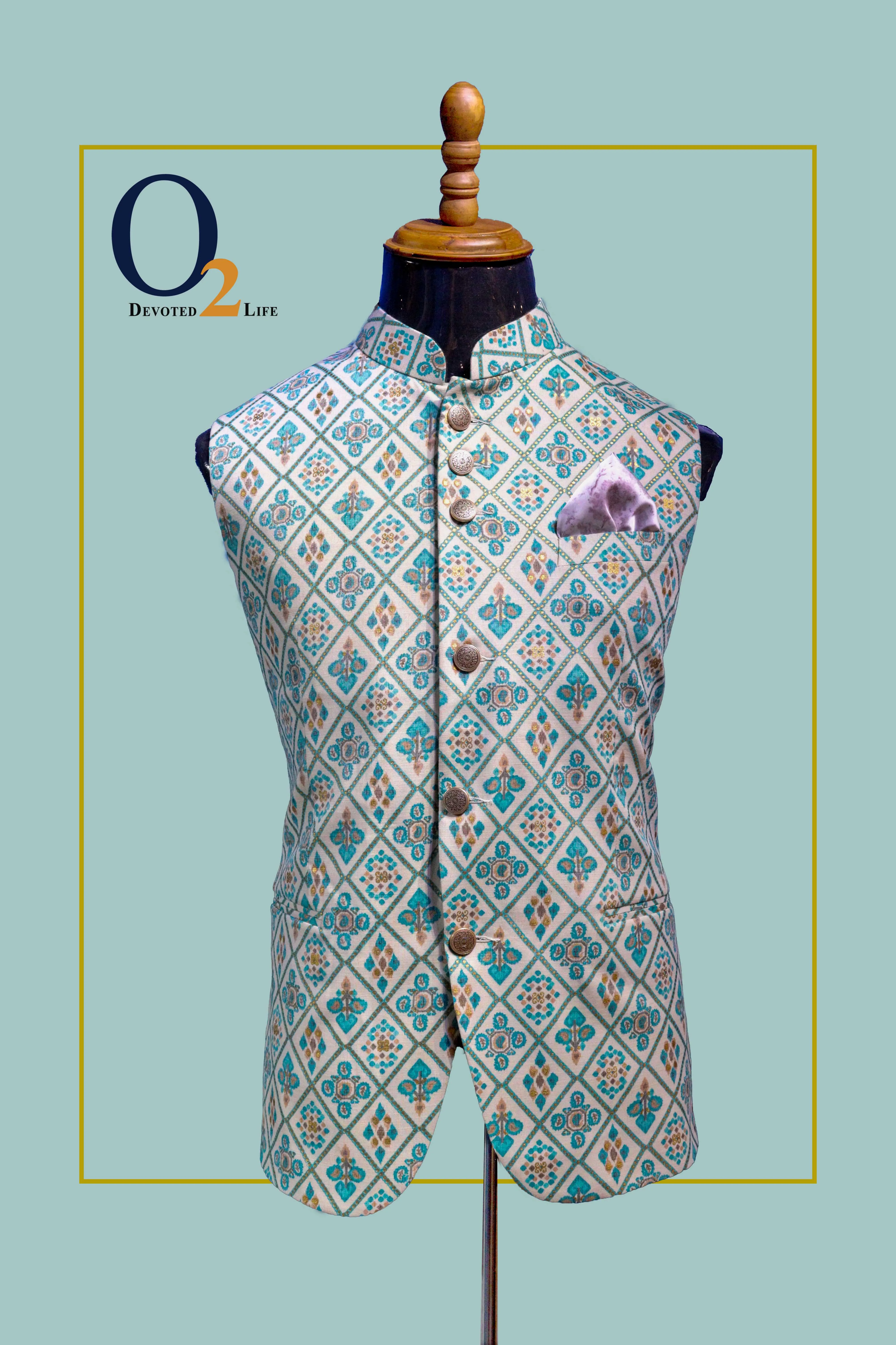 Luxurious Sapphire Green Ethnic Vest