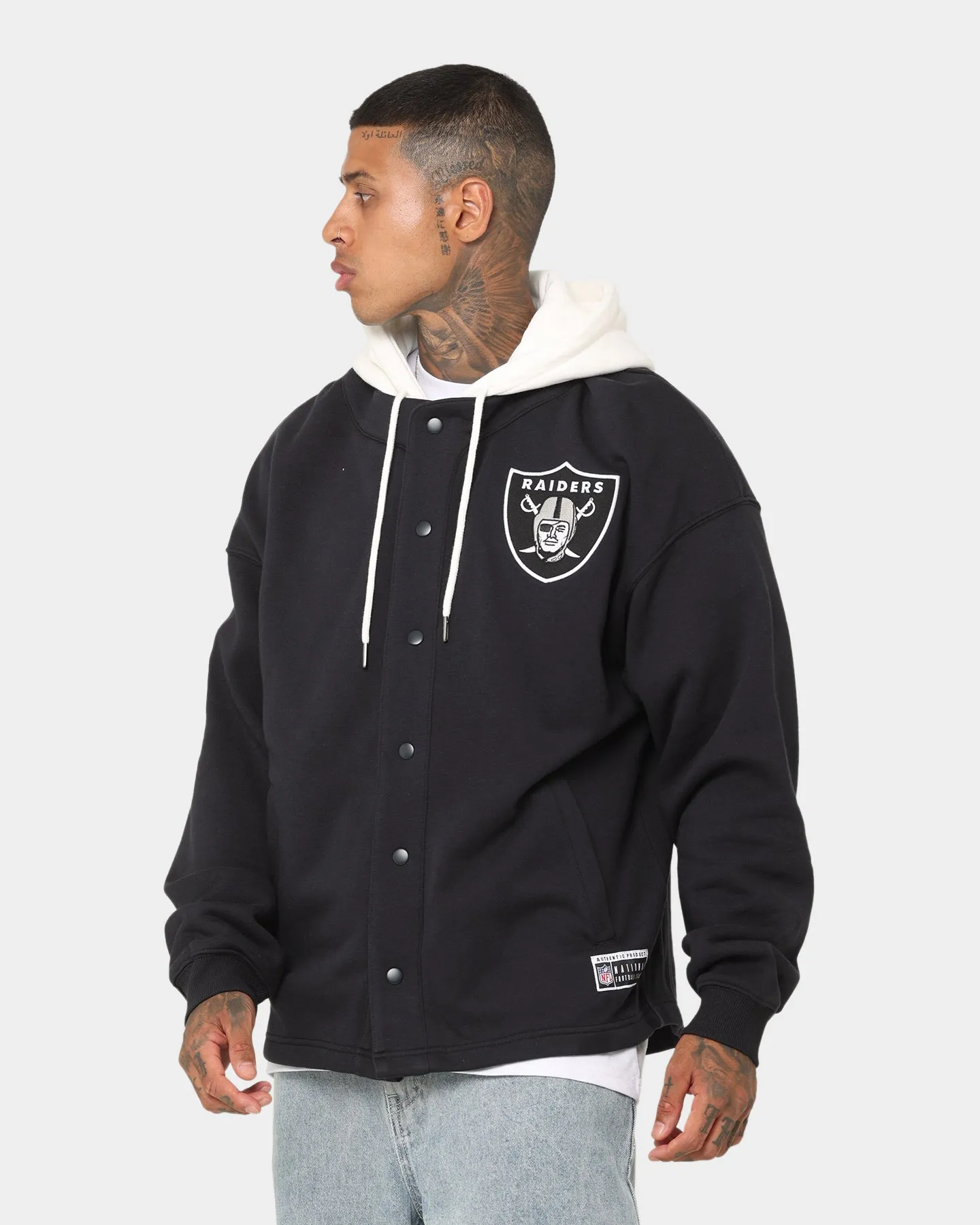 Majestic Athletic Las Vegas Raiders Fleece Replica Hooded Jacket Faded Black