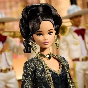 Mattel HRM82 Barbie Signature Doll, Juan Gabriel Collectible in Chic Black and Gold Suit with Cropped Jacket and Golden Accessories