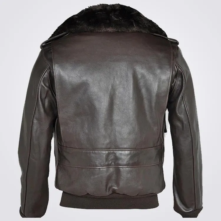 Men Brown Flying RAF A2 Leather Flight Bomber Jacket