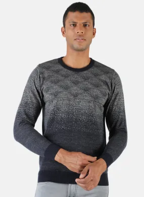 Men Grey & NAvy Solid Pullover