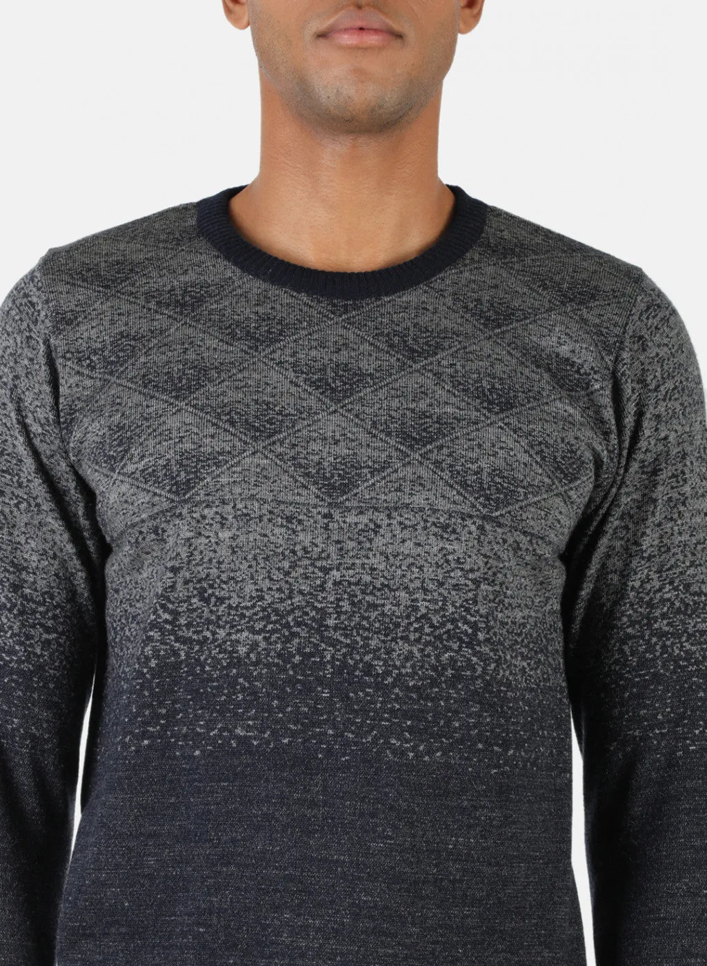 Men Grey & NAvy Solid Pullover