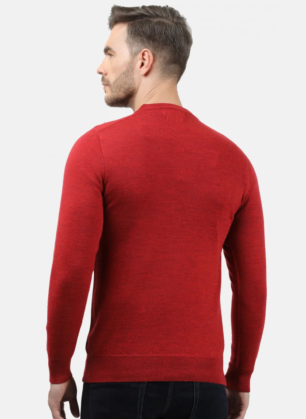 Men Red Solid Pullover