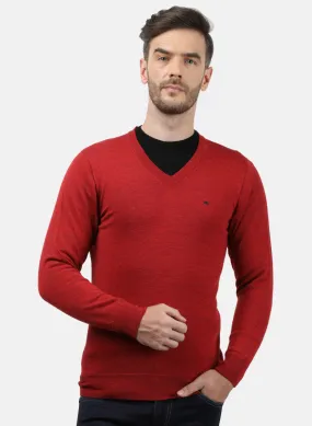 Men Red Solid Pullover