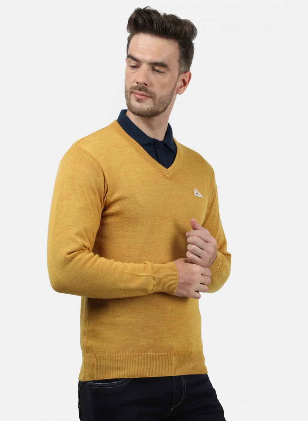 Men Yellow Solid Pullover