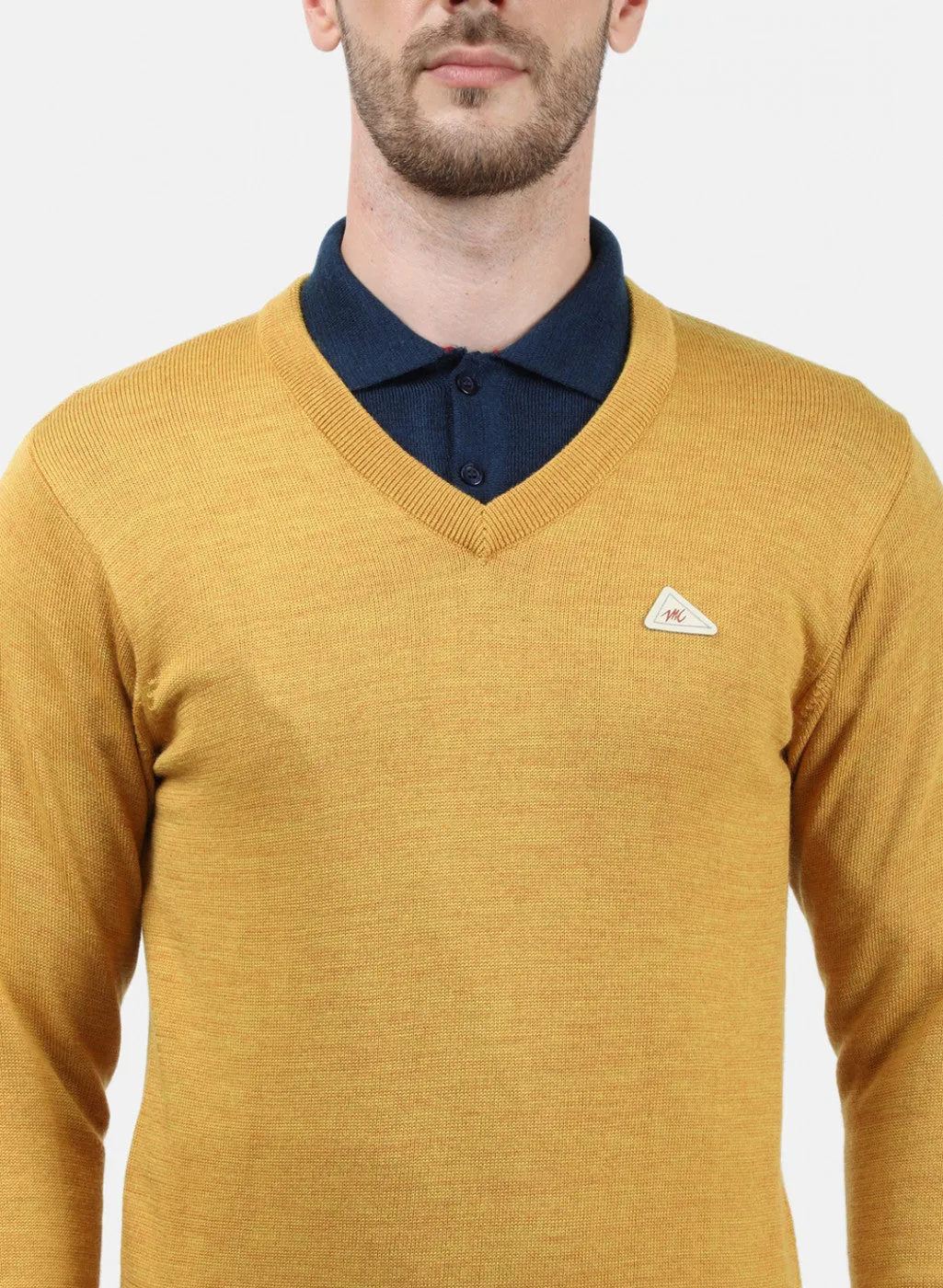 Men Yellow Solid Pullover