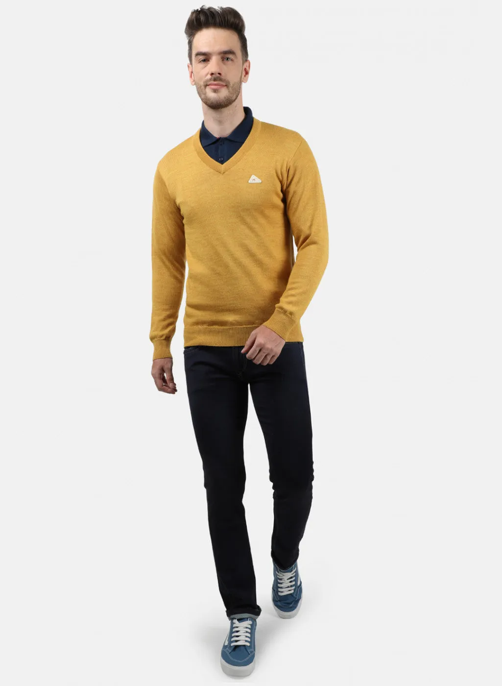 Men Yellow Solid Pullover