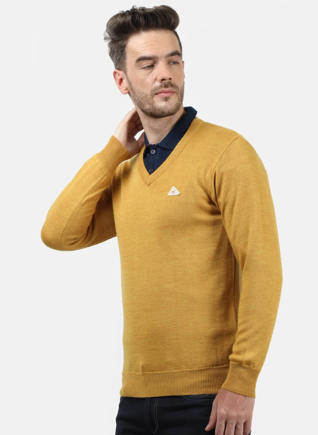 Men Yellow Solid Pullover