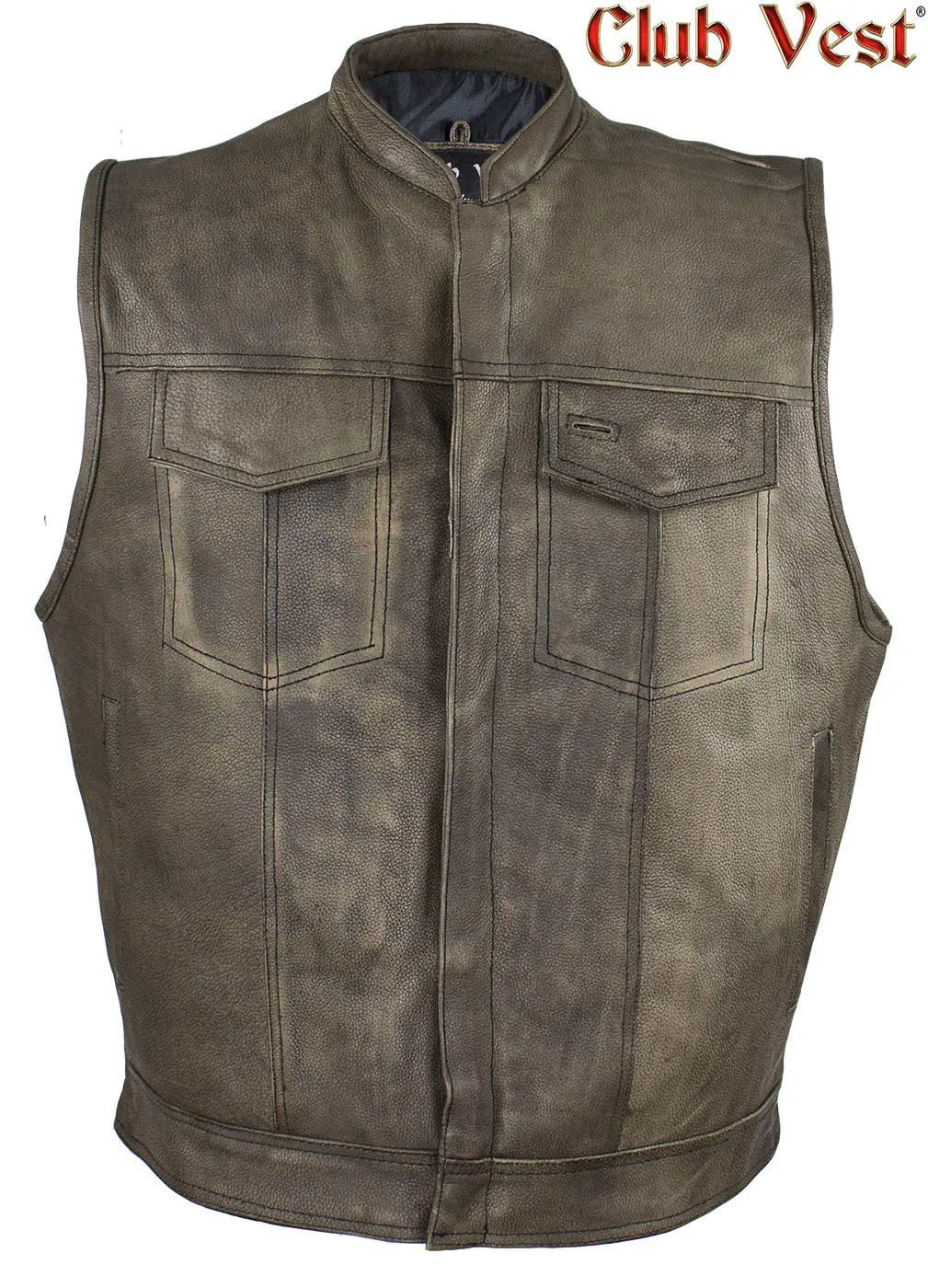 Men's Brown Leather Concealed Carry Vest by Club Vest®