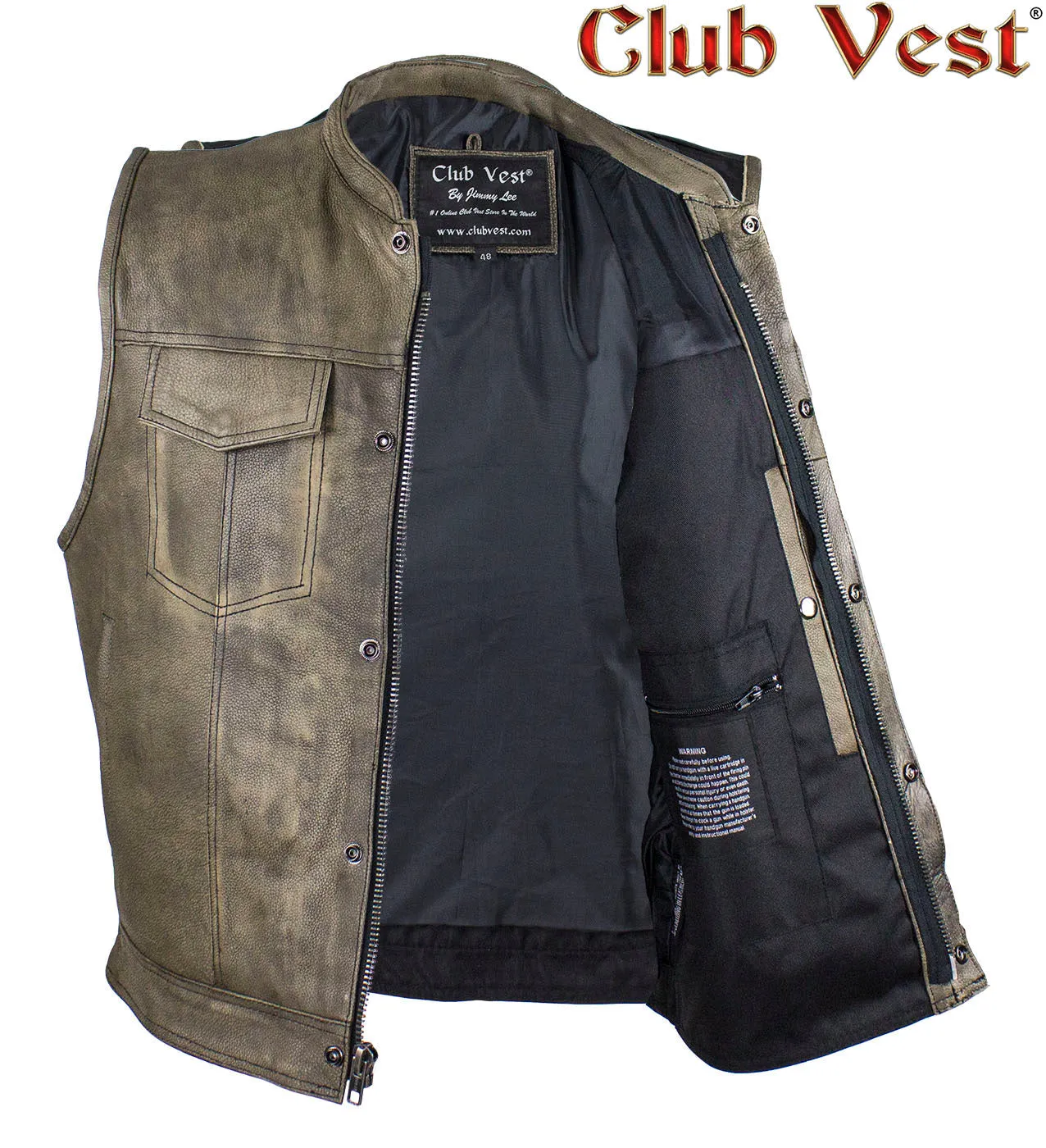 Men's Brown Leather Concealed Carry Vest by Club Vest®