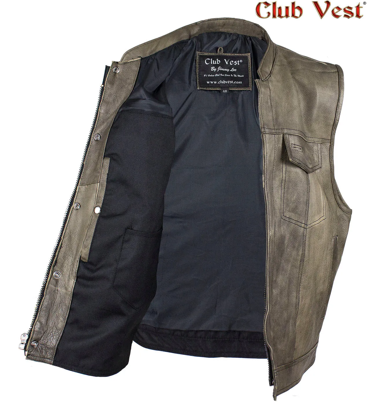 Men's Brown Leather Concealed Carry Vest by Club Vest®