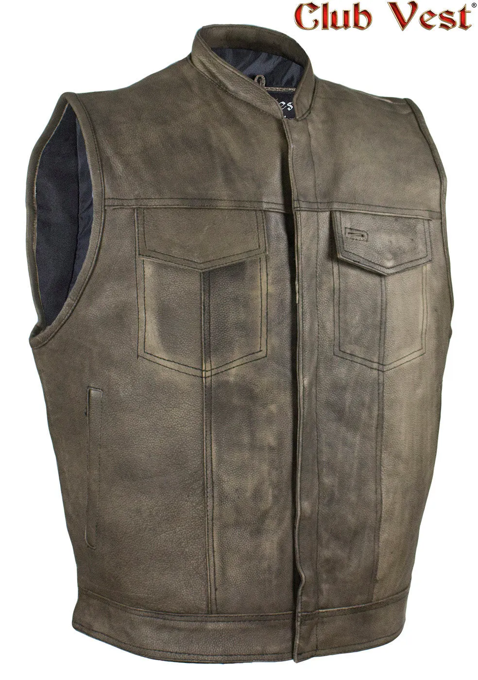 Men's Brown Leather Concealed Carry Vest by Club Vest®