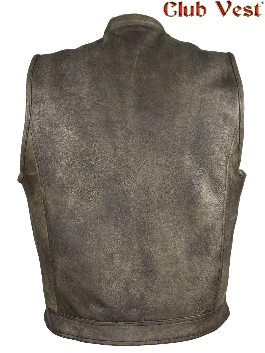 Men's Brown Leather Concealed Carry Vest by Club Vest®