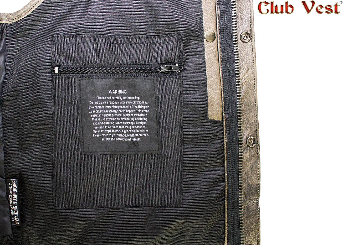 Men's Brown Leather Concealed Carry Vest by Club Vest®