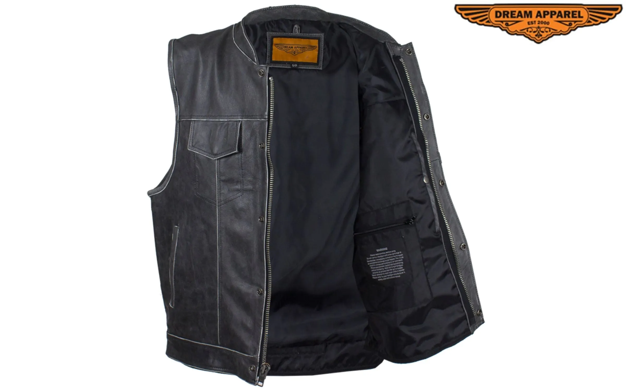 Men's Gray Motorcycle Club Vest