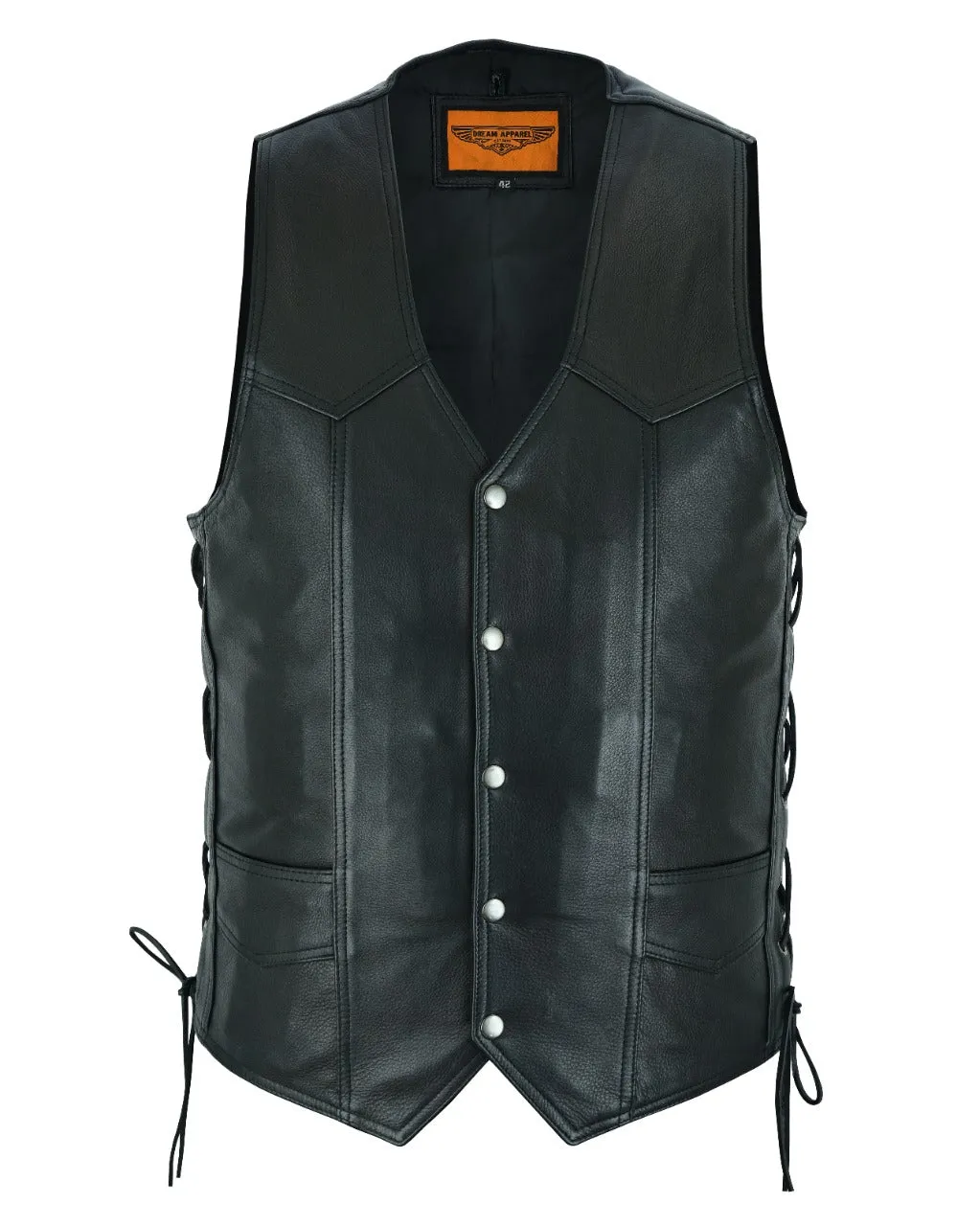 Mens Leather Vest With Gun Pocket & Side Laces