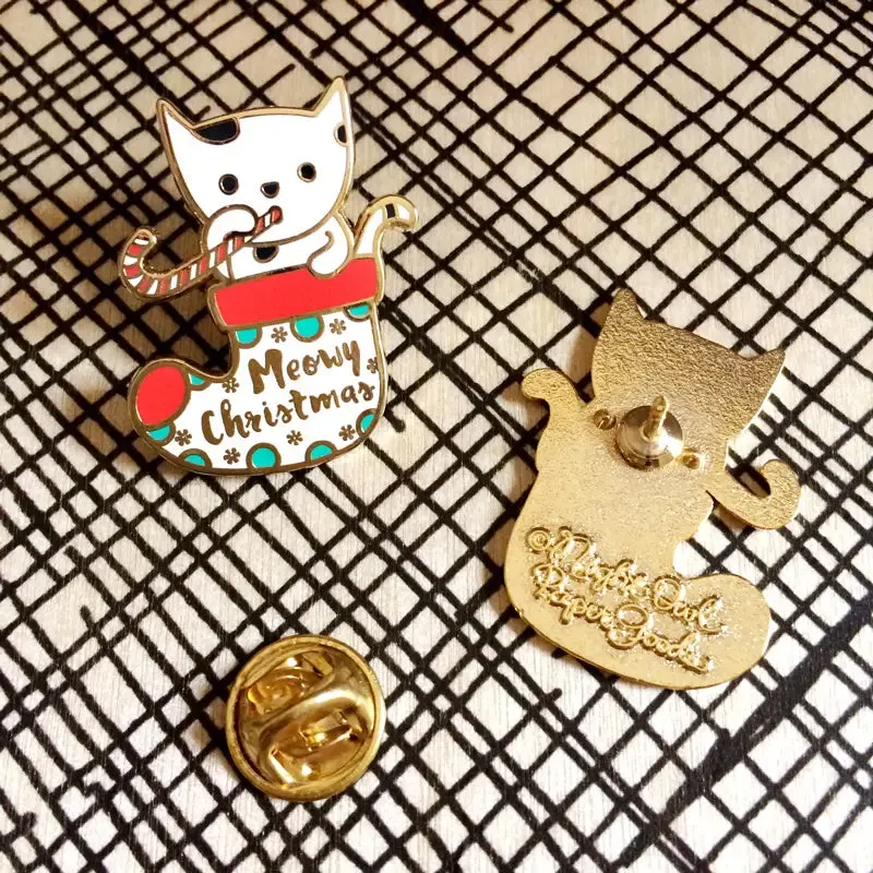 Meowy Christmas Enamel PIn