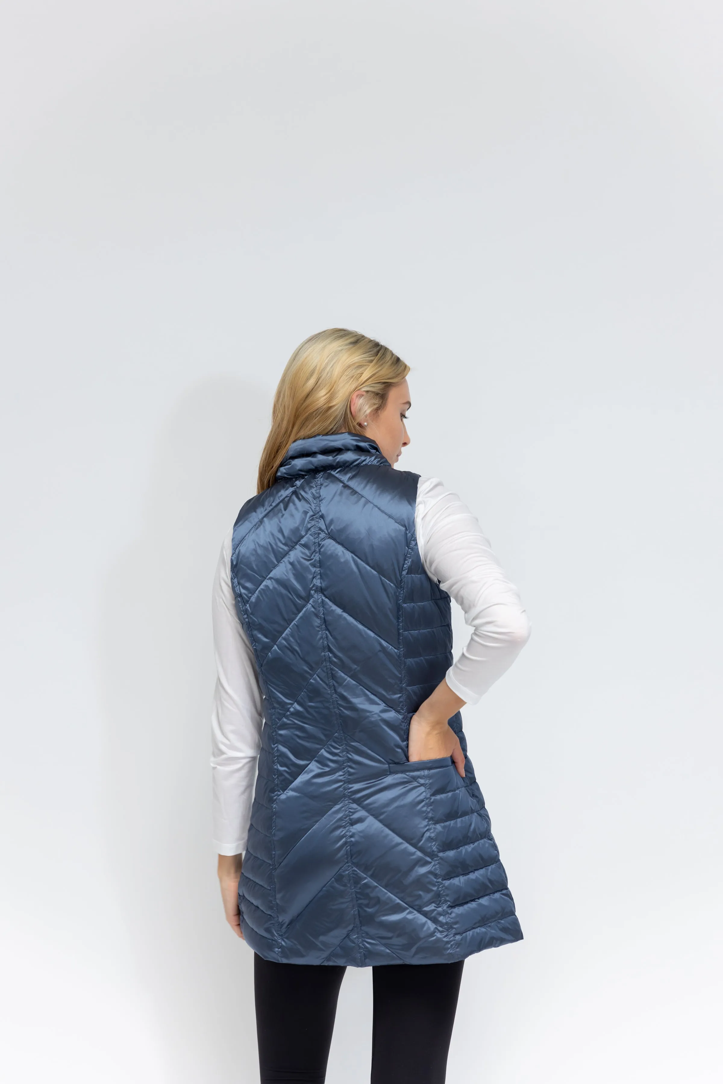 Metallic Chevron Quilted Vest