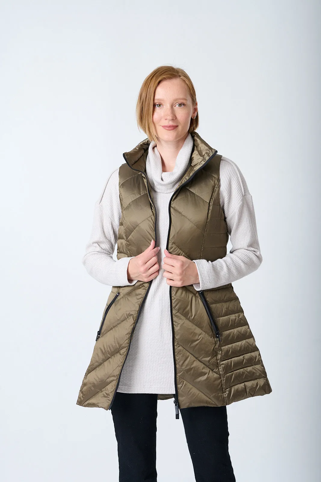 Metallic Chevron Quilted Vest