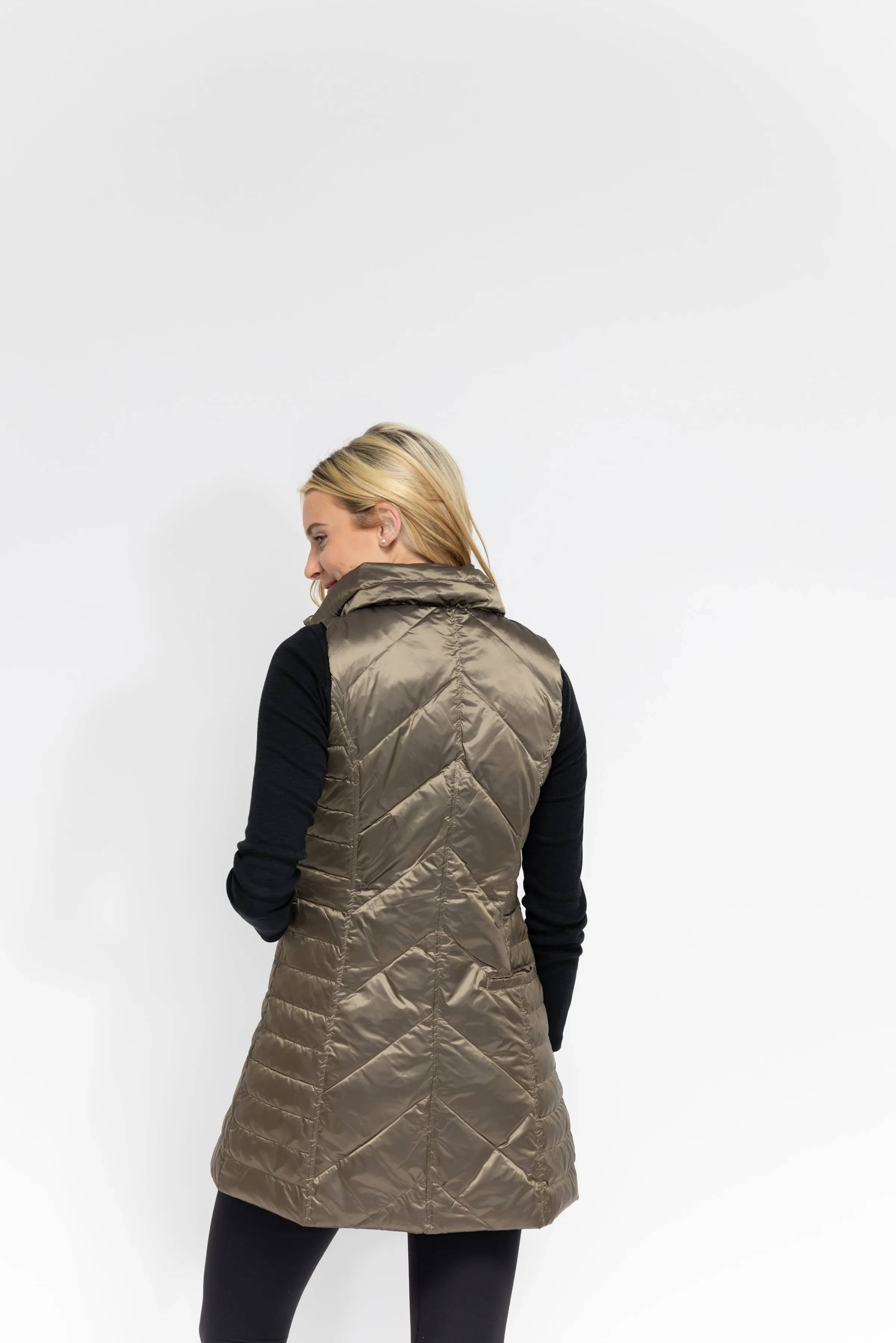 Metallic Chevron Quilted Vest