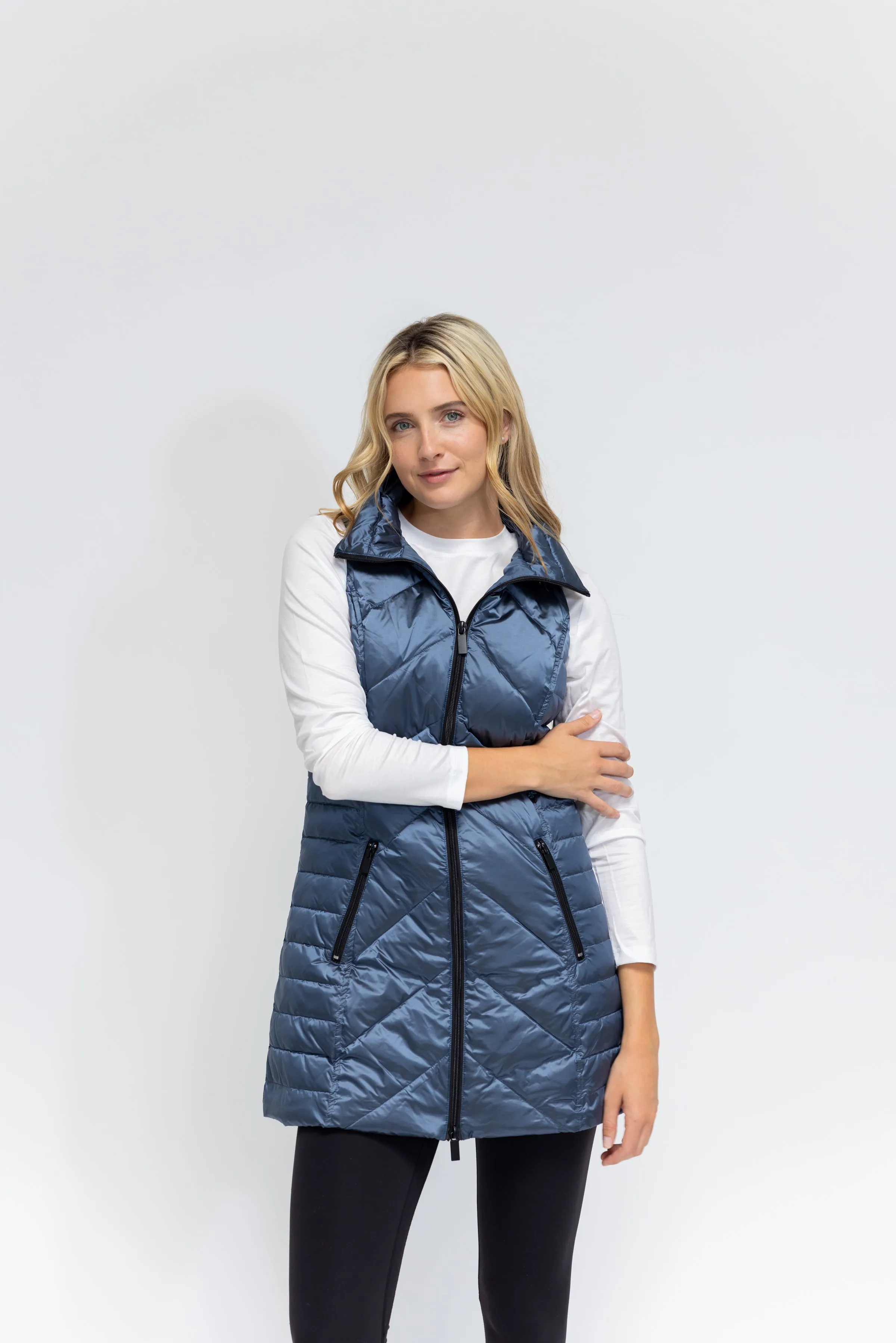 Metallic Chevron Quilted Vest