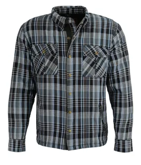 Milwaukee Leather MPM1636 Men's Plaid Flannel Biker Shirt with CE Approved Armor - Reinforced w/ Aramid Fiber