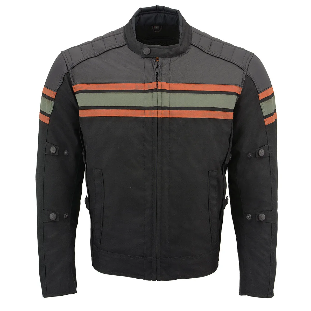 Milwaukee Leather MPM1751 Burnt Orange Leather and Textile Armored Motorcycle Jacket for Men - All Season