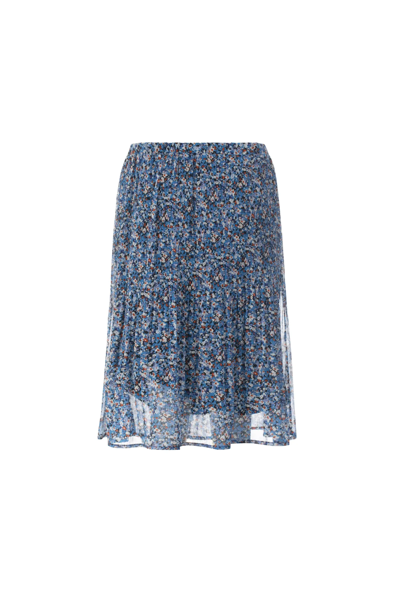 Mini Pleat printed Chiffon Skirt | Blues Orange Ditsy | 8579AR