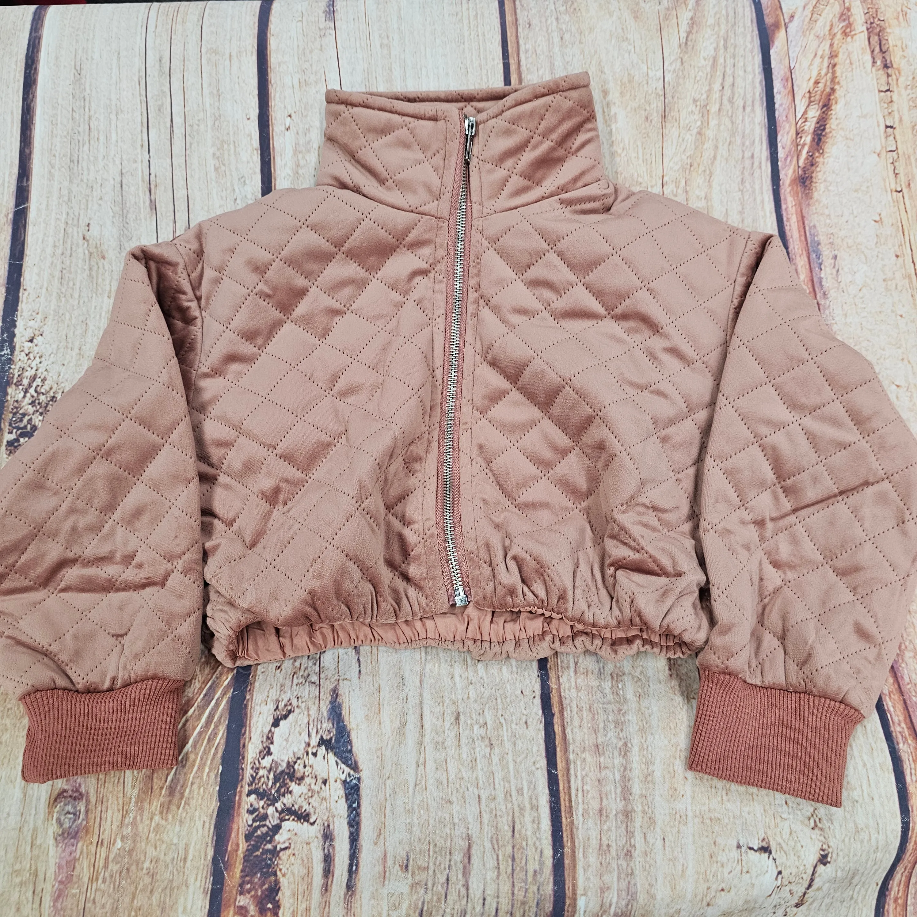 ML KIDS DUSTY ROSE CROPPED QUILTED JACKET