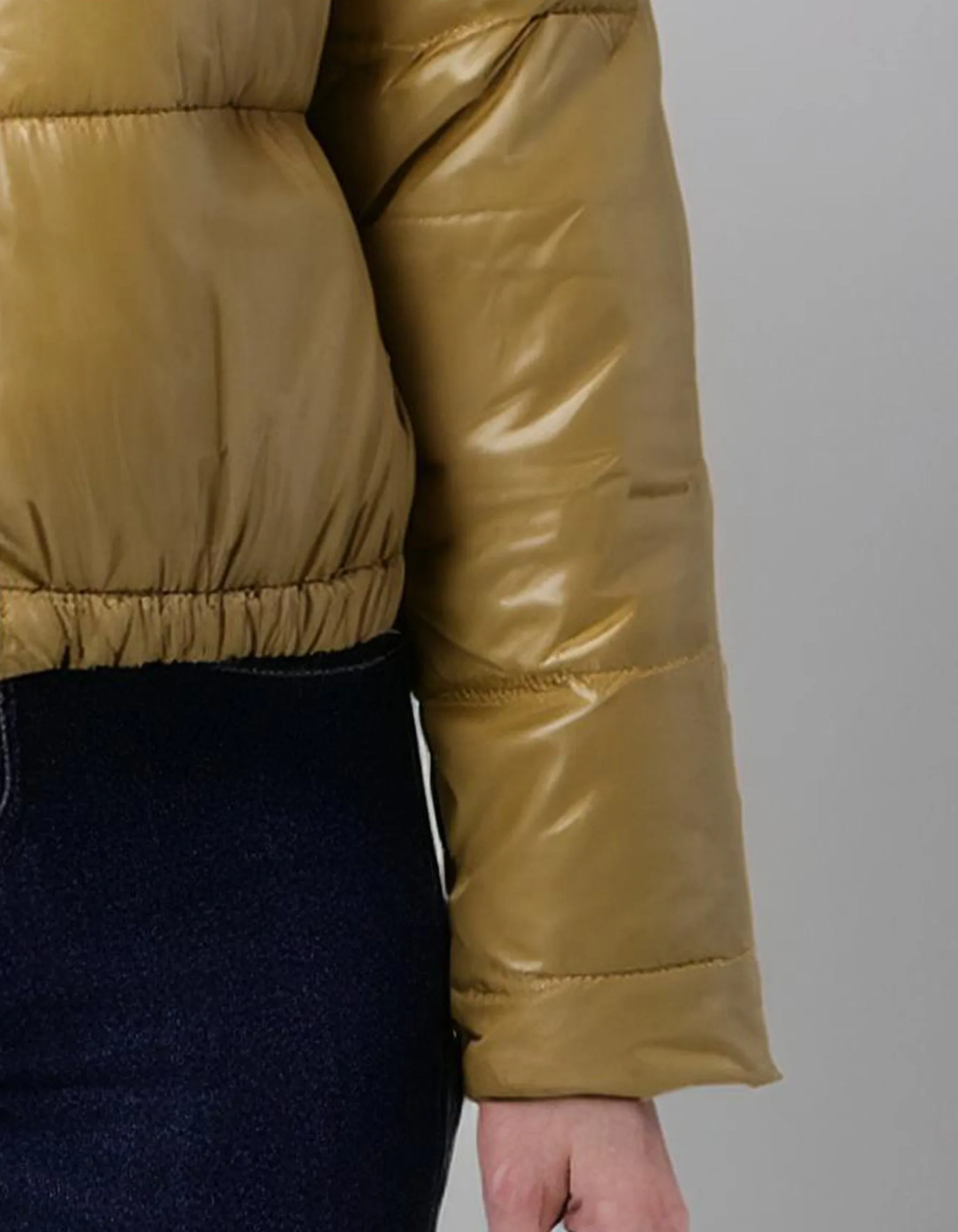 Mustard Yellow Cropped Puffer Jacket