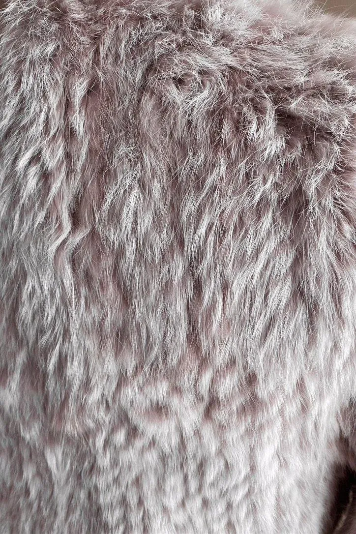 Natarsha Rabbit Fur Jacket Lilac Two Tone