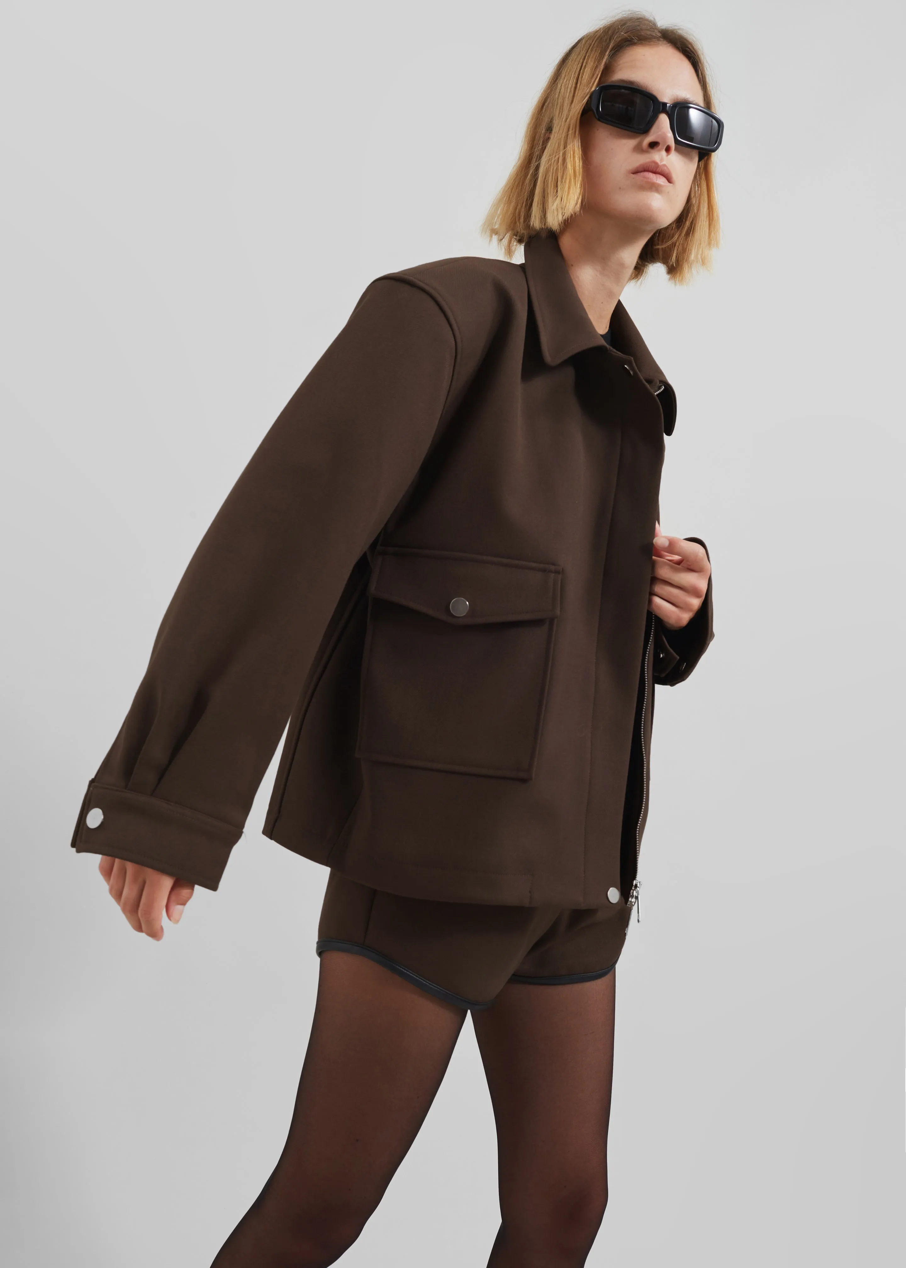 Neri Cropped Jacket - Brown