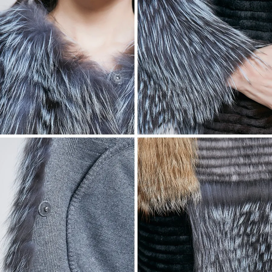 New Square Style Genuine Mink Fur Coat