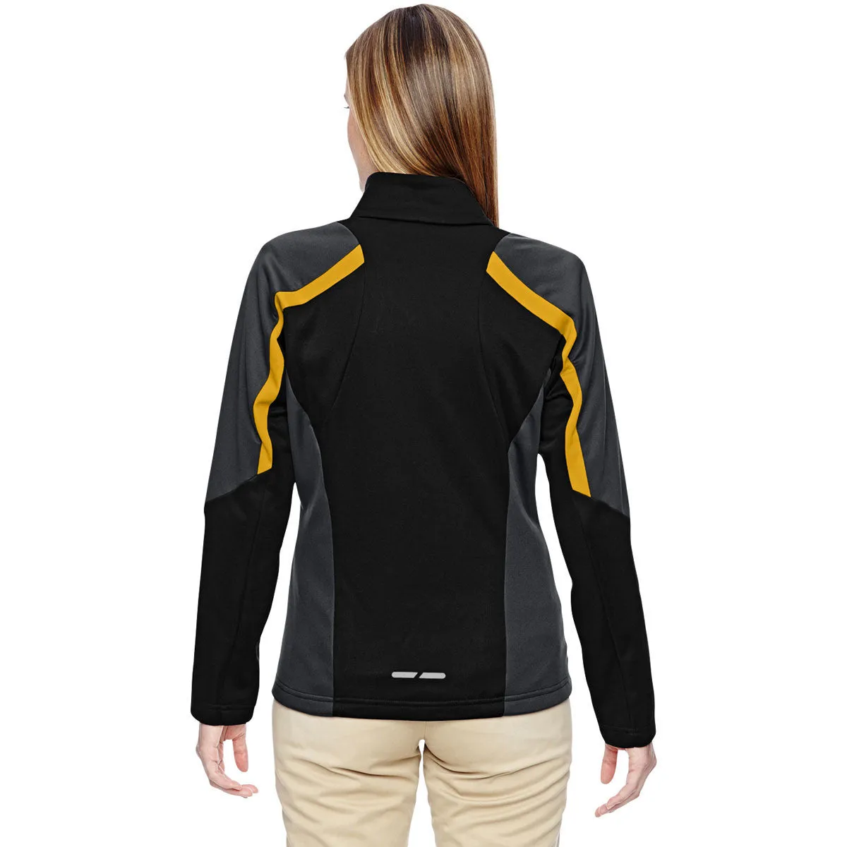 North End Women's Black/Campus Gold Strike Colorblock Fleece Jacket