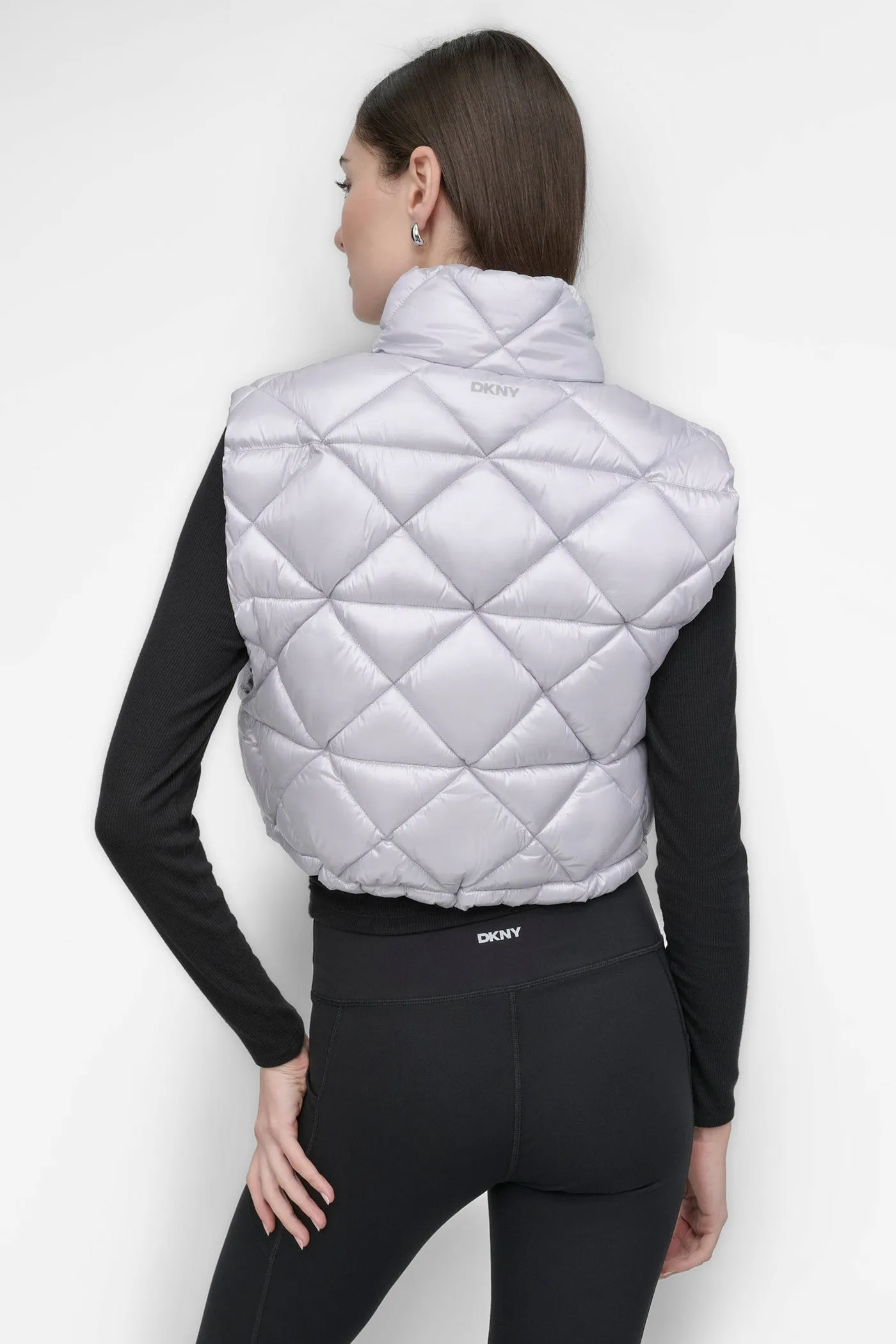 NOVELTY CROPPED DIAMOND QUILT VEST