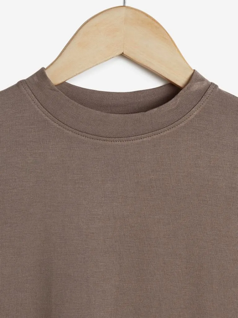 Nuon Brown Adorn Crop Top